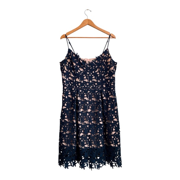 City Chic Floral Lace Dress Navy Blue Wedding Victorian Dark Romantic Plus Sz 16 - Picture 10 of 12